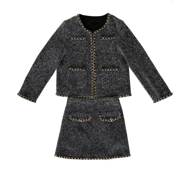 

2021 new woman's suit graceful set jk-suit lady of the office winter elegant ladies fashion 2 piece skirt setsmini suits 7fc6, Gray