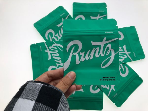 

runtz green matt mylar bag 3.5gram edibles packaging local mylar bags sf california 3.5g hologram stickers and back label wmtijt jjxh