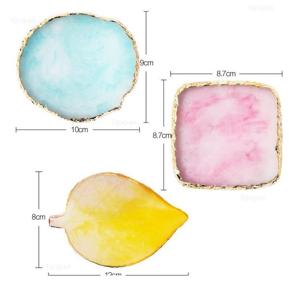 

square resin agate stone nail color palette mixing paint plate diy manicure practice holder uv gel polish pallet displ qylqnk