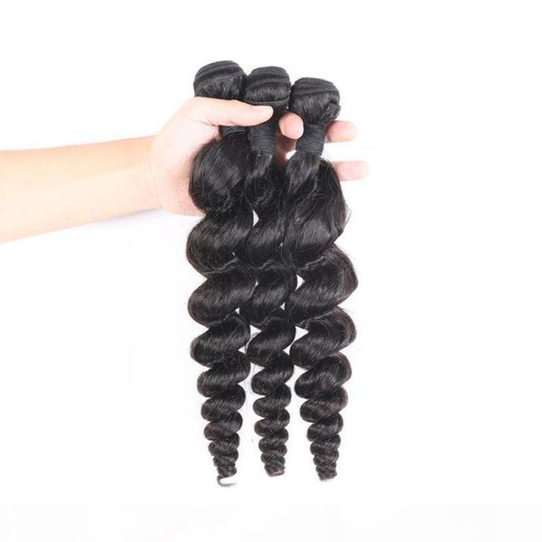 

3pcs lot loose wave brazilian human hair weft human hair extension weaving hair natural color no shedding and tangle free, Black