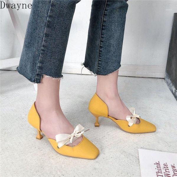 

2020 new wild bow stiletto square head hollow small fresh shallow mouth single shoes women1, Black