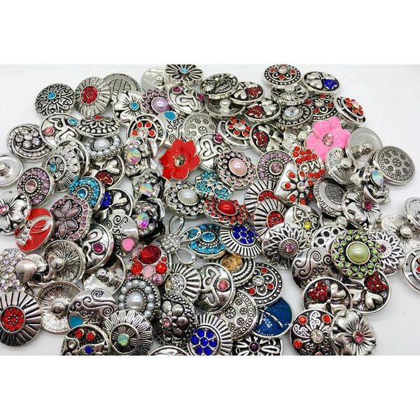 

wholesale 50pcs lots 18mm snap button mixed style metral rhinestone ginger snap jewelry sanps chunk button for wmtboa luckyhat, Golden;silver