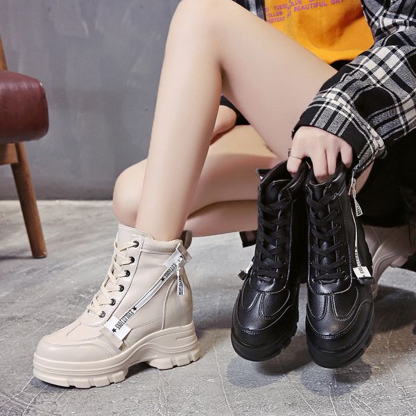

shoes black boots clogs platform booties woman 2020 high heels lace up boots-women luxury designer round toe autumn stiletto