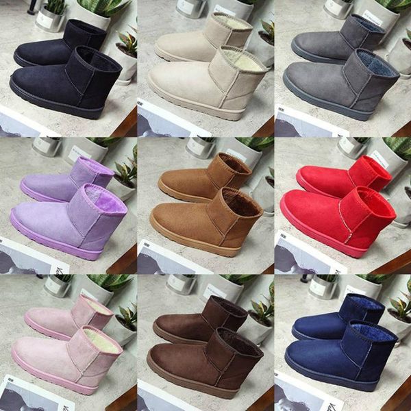 

women snow boots candy color snow shoes plush warm flat ankle boots for woman 2020 winter shoes botas mujer, Black
