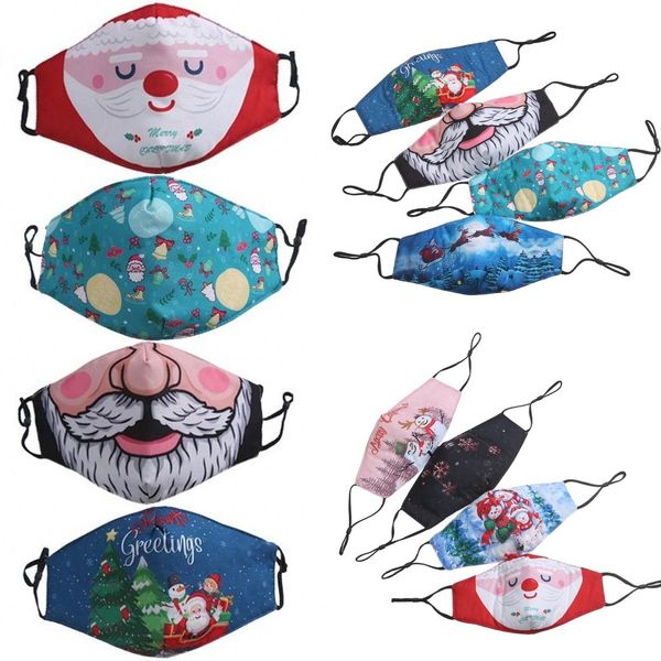

fashion kids face mask christmas pattern santa beard snowman lucky deer printed facemasks adults boys girls 3d printing dustproof mask