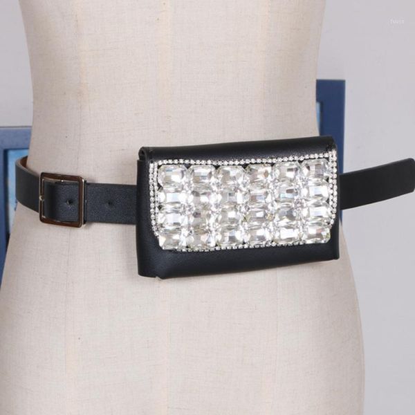 

waist bags fashion diamonds belt for women 2021 small pin bag solid color fanny pack coin phone purse chest bag1