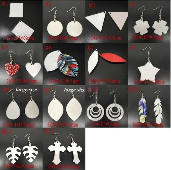 

us stock 14 styles sublimation blank earrings double-sided sublimation earring leaves shape eardrop with diy earring gift party favor