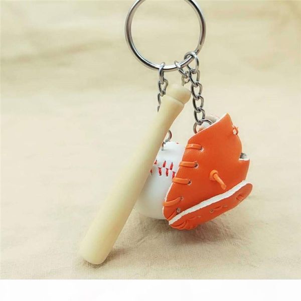 

sport baseball goves keyring wood baseball bat keyring keychain key rings bag hangs fashion jewelry fashion, Silver