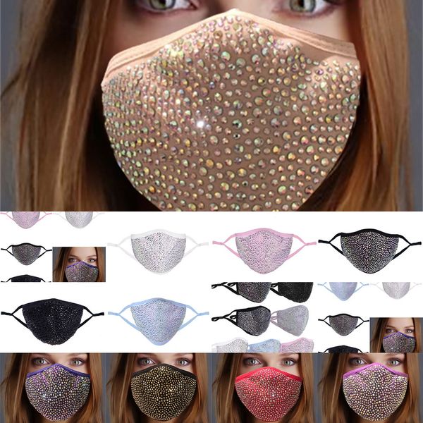 

designer bling diamond protective mouth masks washable reusable women colorful rhinestones face mask 10 n4y2f