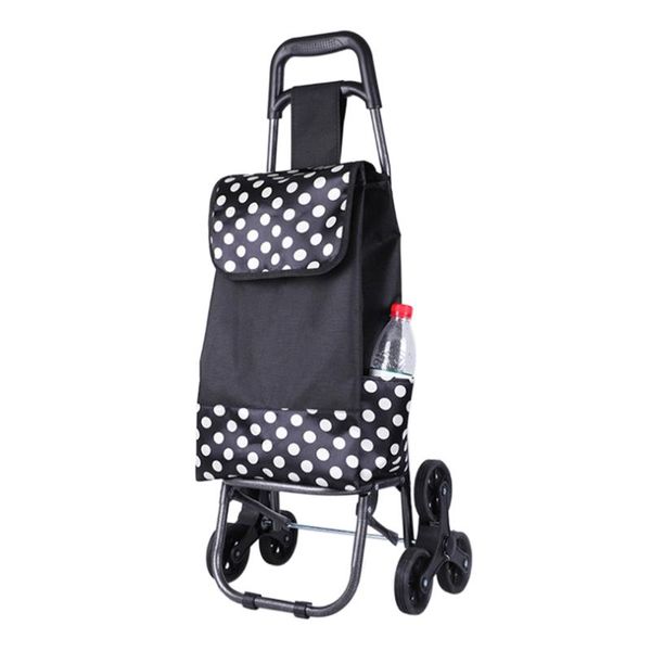 

storage bags foldable shopping cart metal grocery non-slip bottom waterproof stair climber trolley with oxford cloth large bag