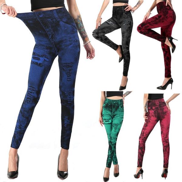 

fashion women high waist leggings solid pencil pants 3xl plus size faux femme denim stretch leggings fitness yoga pants bottoms, White;red