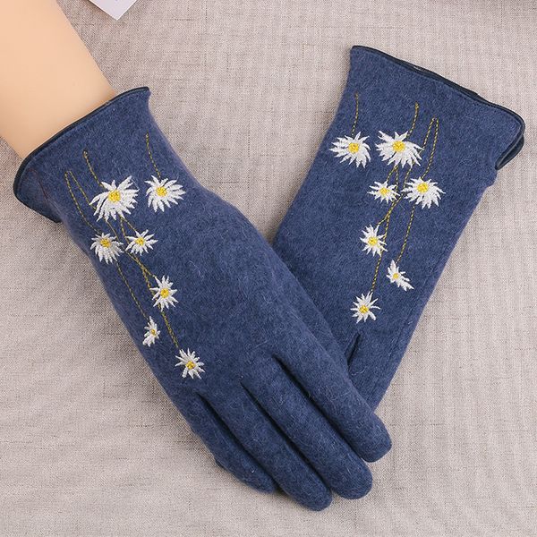 

gloves women' winter and autumn plus velvet thickening fashion driving cold and warm touch screen cashmere gloves, Blue;gray