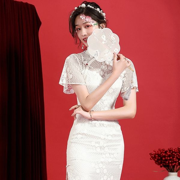 

f1rzv looking for chinese style lace dress light mature elegant women's clothing young 20135 improved cheongsam lace dress ldd37, Black;gray