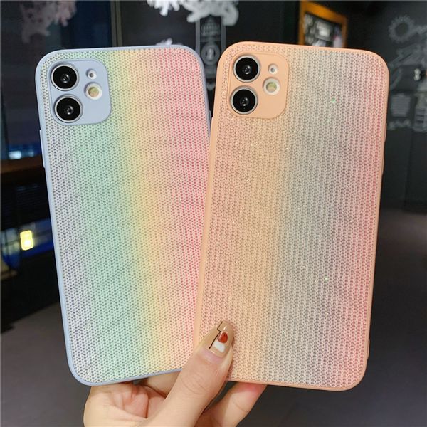 

fashion cute gradient glitter rainbow shining cloth phone case for iphone 11 12 mini pro xs max xr x 7 8 plus se 2020 back cover