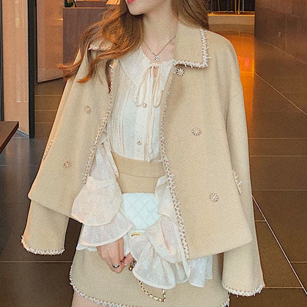 

2021 new casual jackets coats women winter jacket female fashion outwear korean double breasted elegant coat autumn office lady 5wmu, White;black