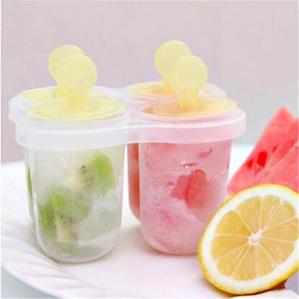 Promosyon Yaz 4 Hücre Dondurulmuş Dondurma POP-Kalıp Gıda Sınıfı Plastik Popsicle Maker Lolly Kalıp Tepsi Pan Mutfak DIY Rastgele Renk