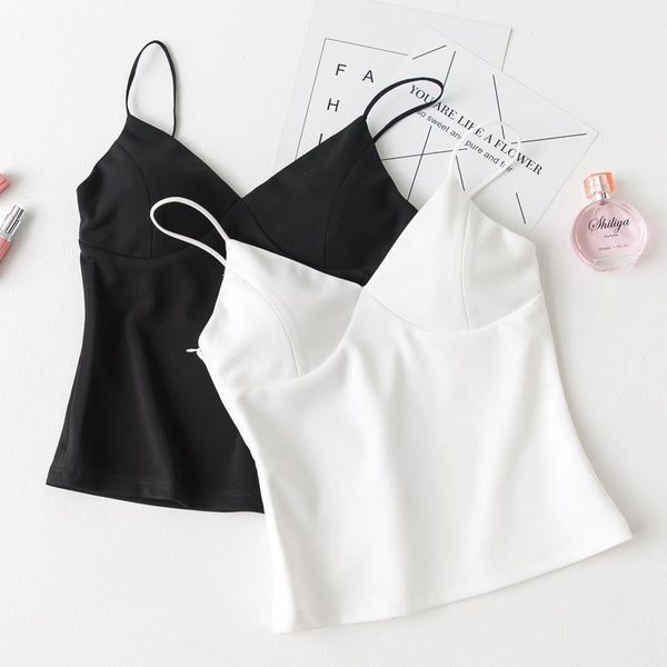 

camisoles & tanks fashion summer women girls crop tank sleeveless deep v neck solid black unpadded bra bustier bralette cut-out ves, Black;white