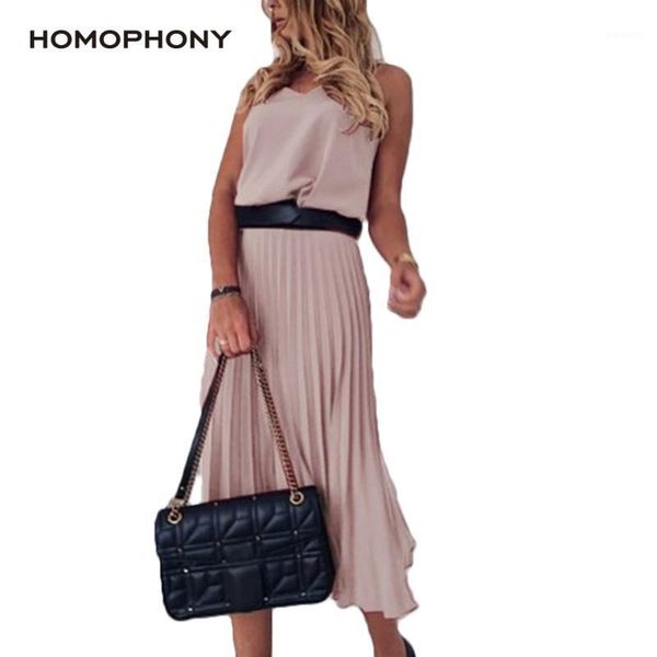 

homophony 2020 pleated dress spaghetti strap dress office lady elegant simple summer adjustable shoulder strap1, Black;gray