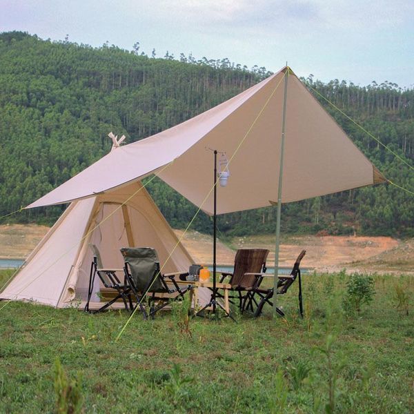

grade luxury yurt awning 3*4m large multiplayer steel pole outdoor camping cotton oxford fabric awning1