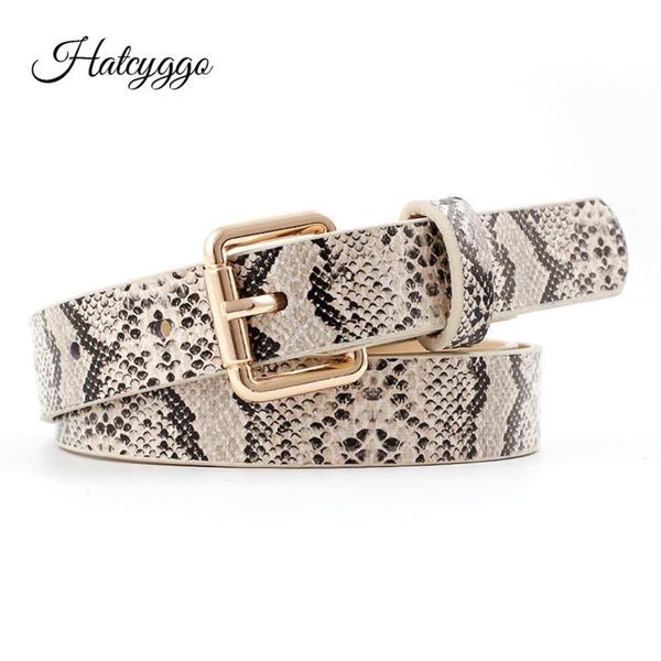 

hatcyggo vintage women snakeskin waist belt female faux leather straps belt golden buttons serpentine thin waistband for jeans, Black;brown