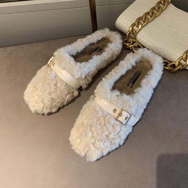 

shoes plush slippers for adults slipers women low luxury slides fur 2020 designer basic hoof heels rome rubber pu fabric, Black