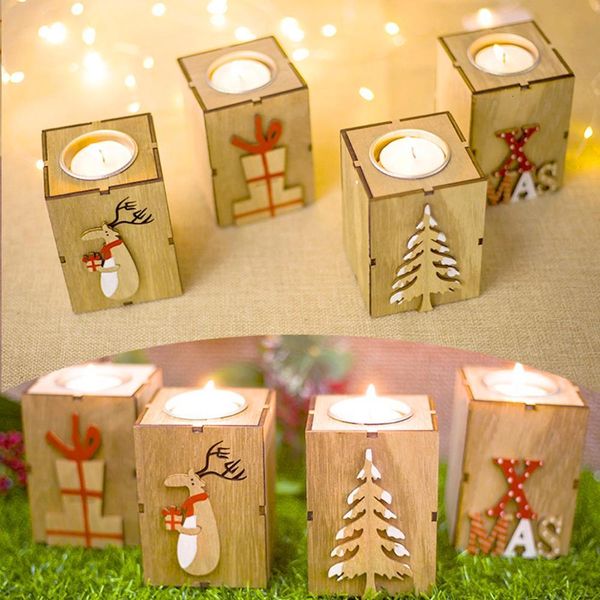 

fengrise wood candlestick for home ornament christmas candle holder xmas decoration new year 2020