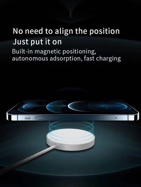 

2021 newst magnetic charger for iphone 12 12pro max latest new qi wireless charger 15w fast charge with package