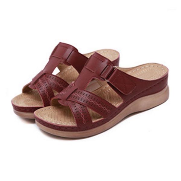 

women orthopedic open toe sandals vintage anti-slip breathable leather casual female platform retro shoes1, Black