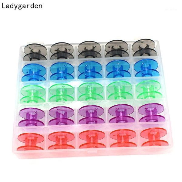 

25pcs empty bobbins sewing machine plastic case storage box for sewing machine spools thread storage case multifunction tools1, Black