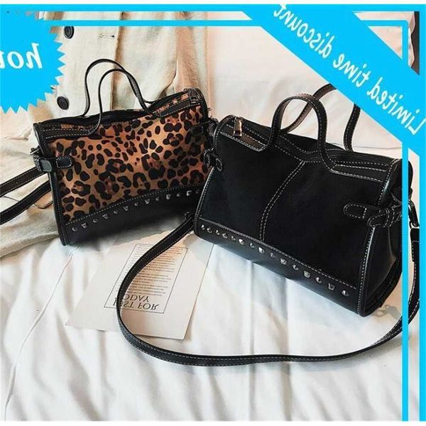 

dhl 50pcs 2020 new arrives women pu leopard printing large capacity cross body bag with rivet