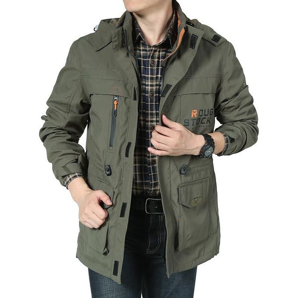 

spring autumn men's bomber casual jacket army waterproof windbreaker jacket multi-pocket tactical hooded coat, Black;brown