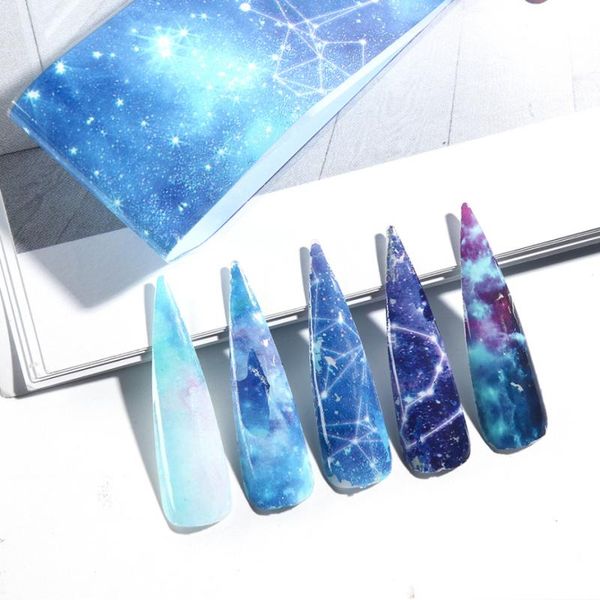 

nail art kits 10pcs foil sticker set holographic starry sky adhesive wraps transfer paper marble shining decal gel slider