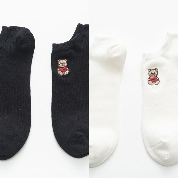 

женская мелкий медведь вышивка лодка носки и мило студент хлопка низкий топ весна и лето лодка носки прилива mxxxj, Black