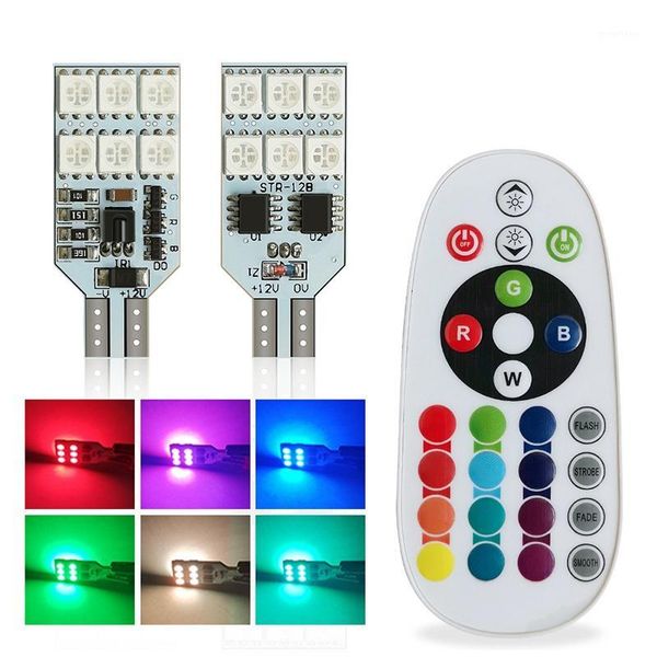 

t10 rgb w5w led car clearance lights bulb remote width interior lighting for brake reading e license lights1