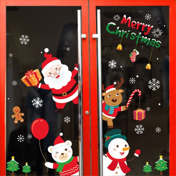 

newclaus ornaments wall new santa window year decal christmas home decoration kerst stickers 6