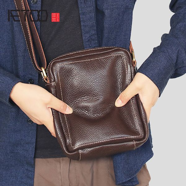 

hbp aetoo cowskin bag, head leather shoulder bag, mobile phone bag, oblique cross men's bag