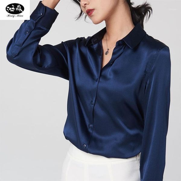 

hongmiaosilk long sleeve shirt female fashion coat 2020 spring and autumn new dan li duan silk shirt1, White;black