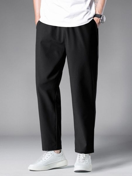 

men slant pocket pants u4m1#, Black