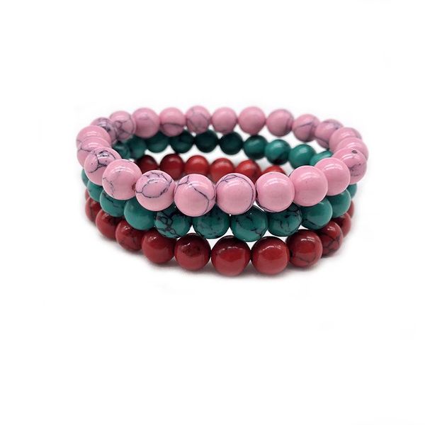 

green red pink natural turquoises stone bracelet homme femme charms 8mm men strand beads yoga bracelets women, Golden;silver