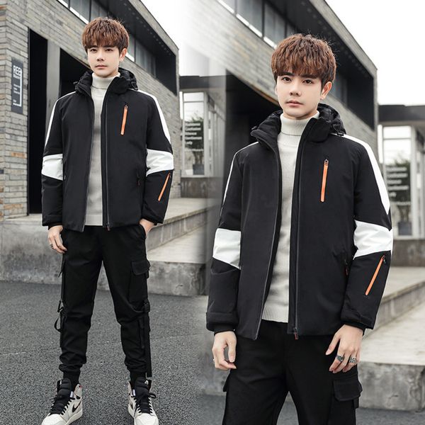 

winter new work cloth plush thickened trend hooded white duck down warm et men's, Black