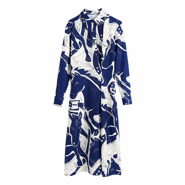 

2021 new streetwear women print draped fashion ladies side slit dress elegant female down collar vestidos soz1, Black;gray