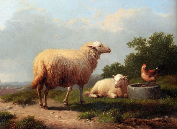 

two sheep and a cock framed & unframed home decor handpainted &hd print oil painting on canvas wall art canvas pictures er77