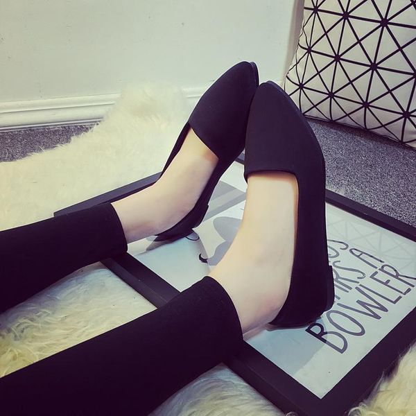 

женская обувь 2020 весной и осень новой плоская подошвы женщин рабочей обуви заостренные женщины мелкая комфортно низкая сторона, Black