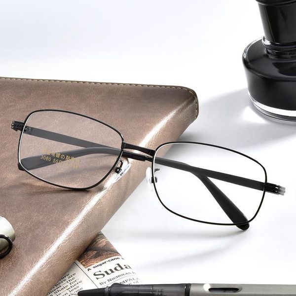 

alloy frame glasses men business style full rim eye glasses nearsighted spectacles with spring hinges new arrival, Black