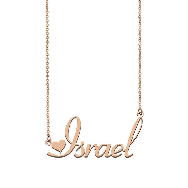 Israel nome colares pingente personalizado para mulheres meninas crianças melhores amigos mães presentes 18k banhado a ouro aço inoxidável