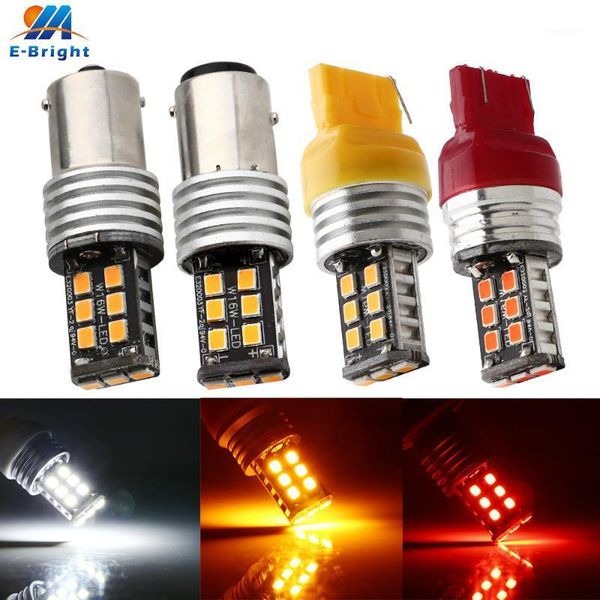 

4x canbus 12v-24v 2835 15smd p21w 1156 1157 7440 7443 led bulb backup tail indicator turn signal brake light white red amber1