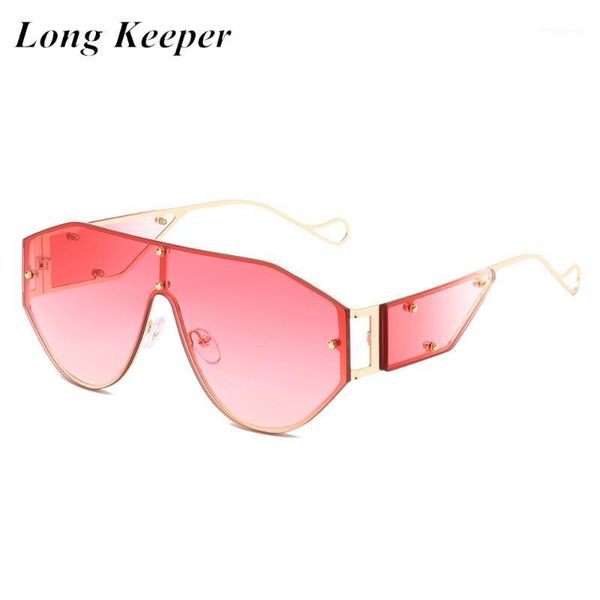 

oversized sunglasses women 2020 fashion metal frame big sun glasses men flat one piece gradient lens eyewear uv400 shades1, White;black