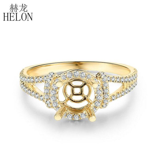 

helon round 6mm solid 10k yellow gold natural diamond semi mount setting engagement ring women trendy fine jewelry gift, Golden;silver