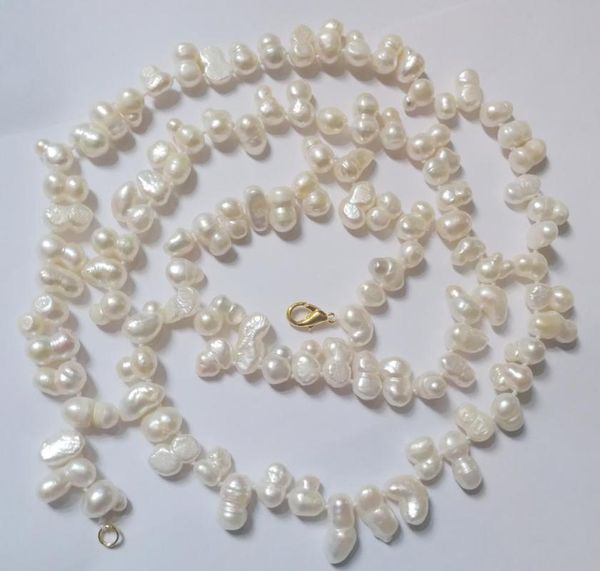 

125cm 80cm 30'' 50'' 13mm white baroque doublle pearl necklace gold clasp natural freshwater pearl women jewelry 17&#039, Golden;silver