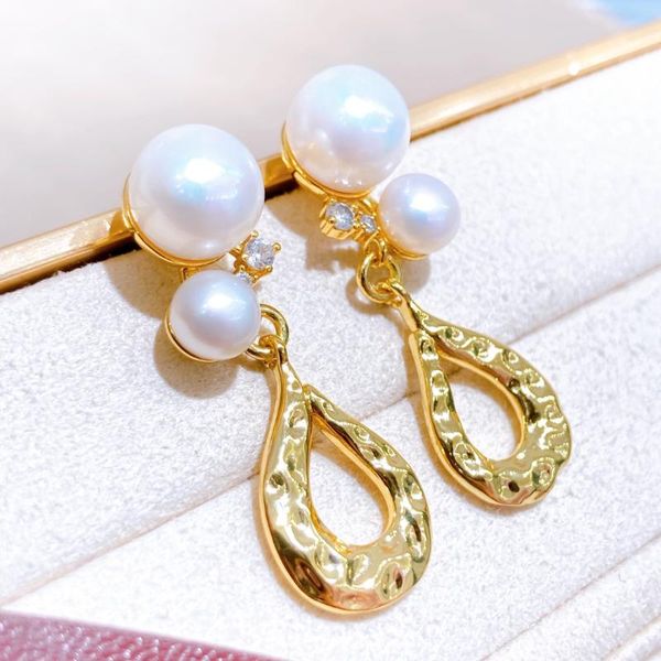 

dangle & chandelier 2021 arrival double pearl beads earrings elegant cultured freshwater drop, Silver